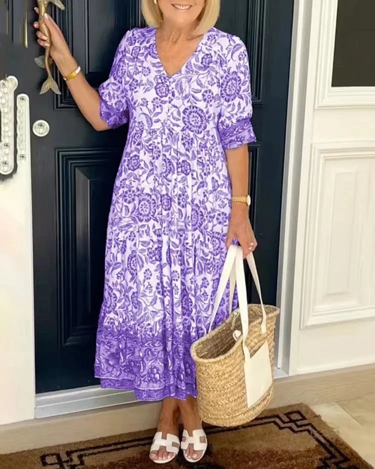 💥El Último Vestido 2024 Con Escote En Pico En Estilo Boho👗