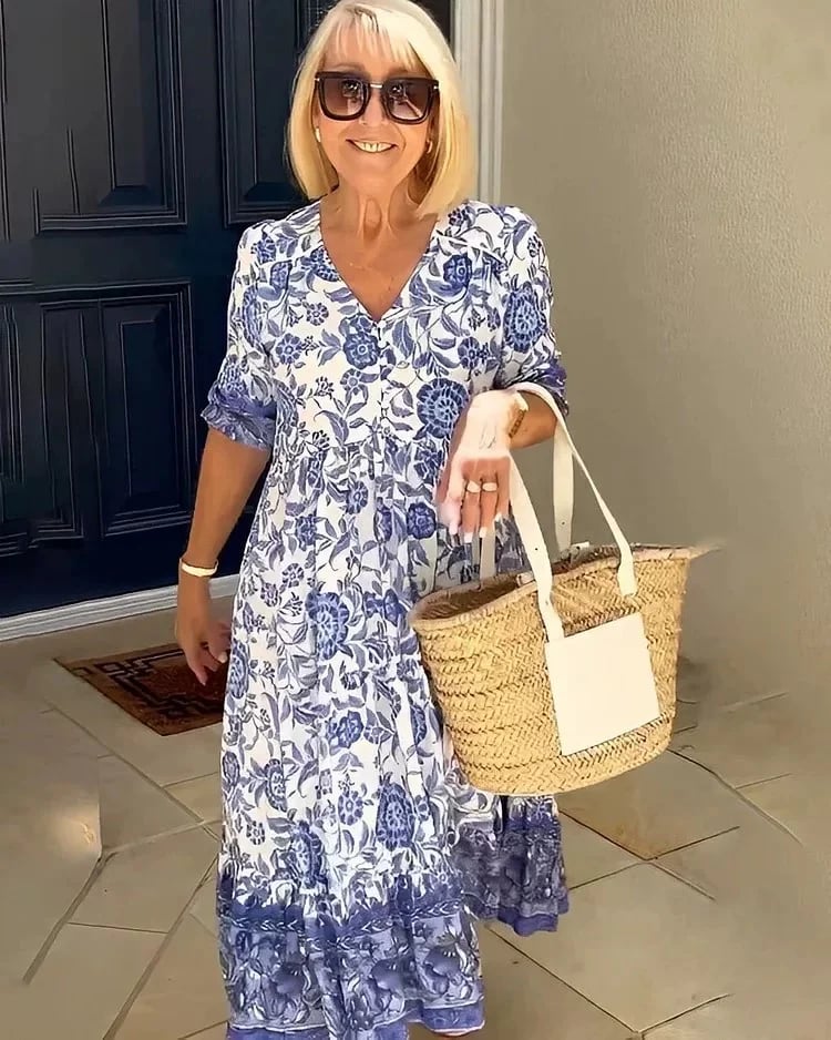 💥El Último Vestido 2024 Con Escote En Pico En Estilo Boho👗