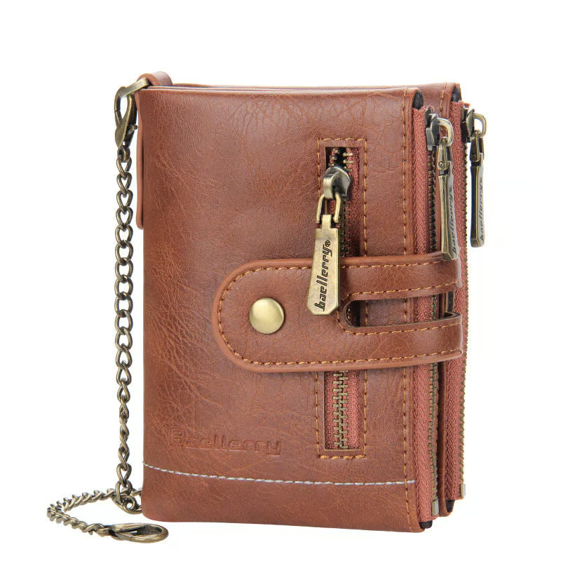 Cartera Cuero Con Cadena Billeteras Vintage Antirrobo