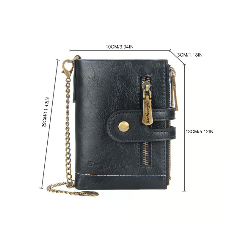 Cartera Cuero Con Cadena Billeteras Vintage Antirrobo