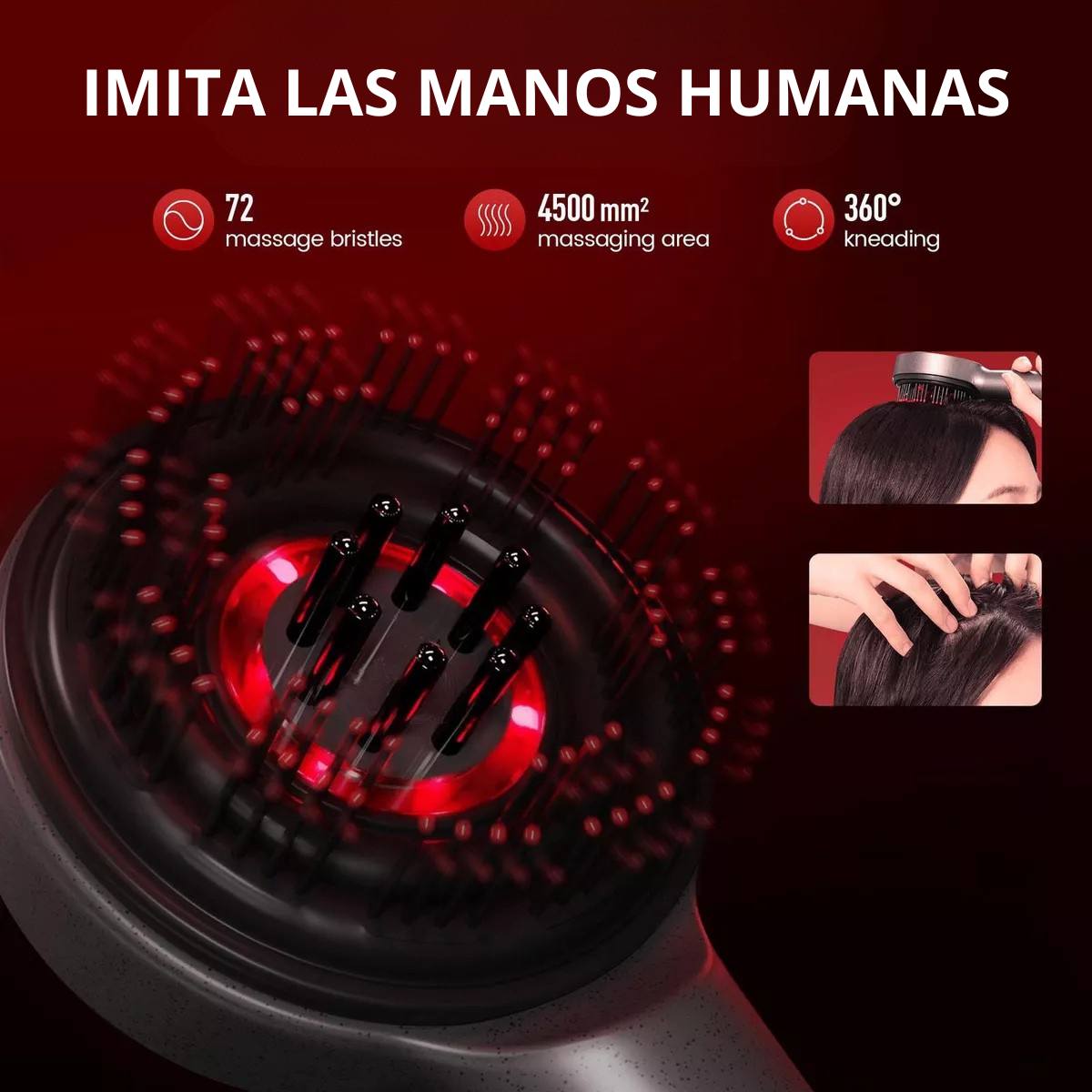 Cepillo Masajeador Capilar Luz Led Y Nano Hidratacion
