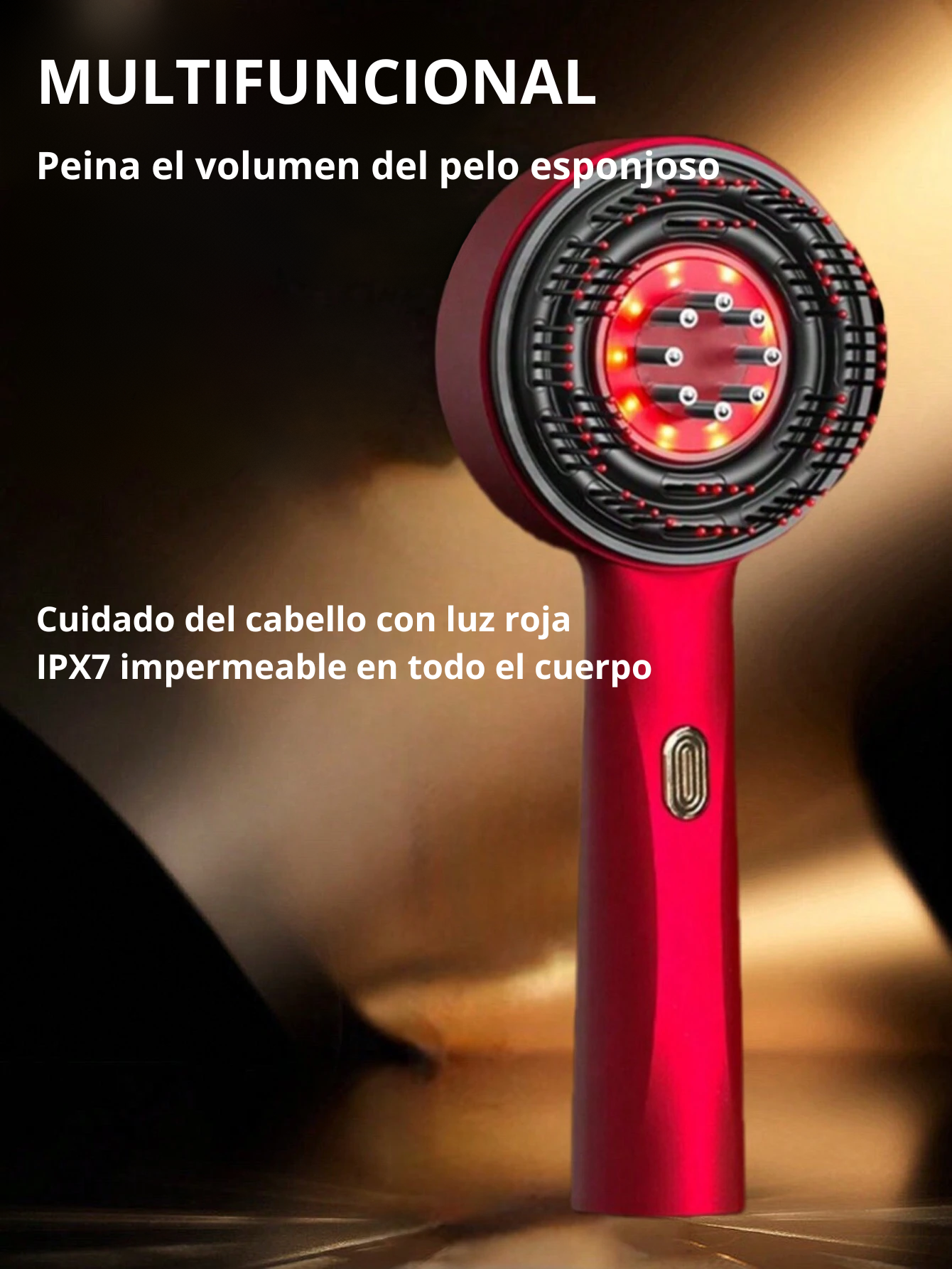 Cepillo Masajeador Capilar Luz Led Y Nano Hidratacion