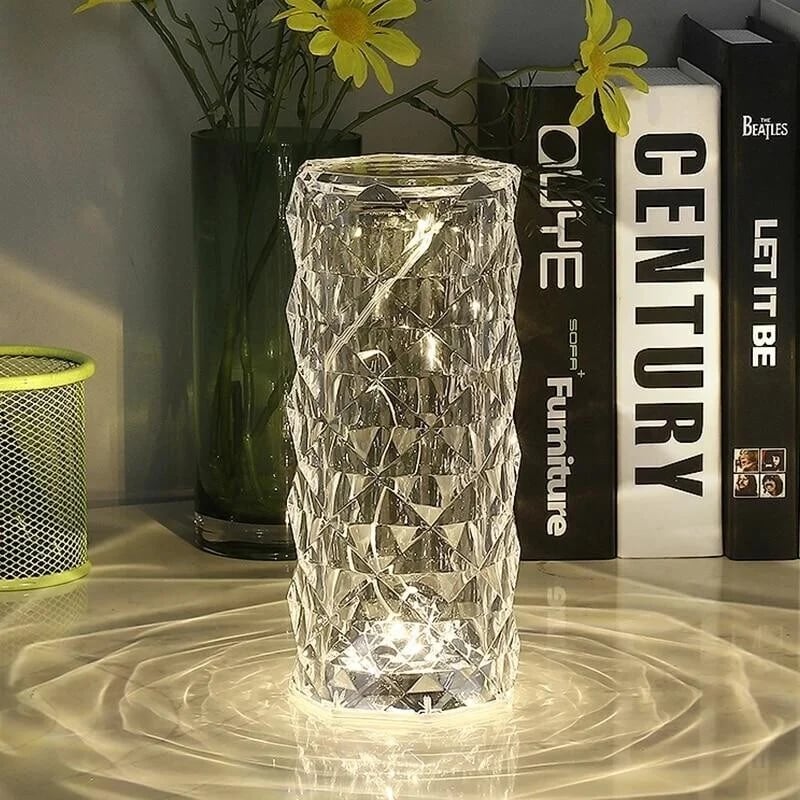 🔥Lámpara de mesa de diamantes de cristal con rayos de rosas de 16 colores
