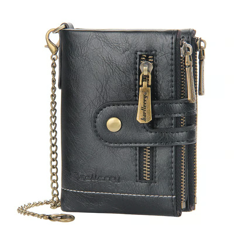 Cartera Cuero Con Cadena Billeteras Vintage Antirrobo