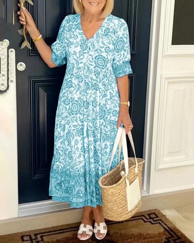 💥El Último Vestido 2024 Con Escote En Pico En Estilo Boho👗