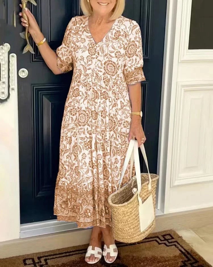 💥El Último Vestido 2024 Con Escote En Pico En Estilo Boho👗
