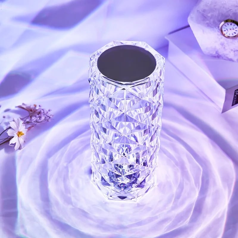 🔥Lámpara de mesa de diamantes de cristal con rayos de rosas de 16 colores