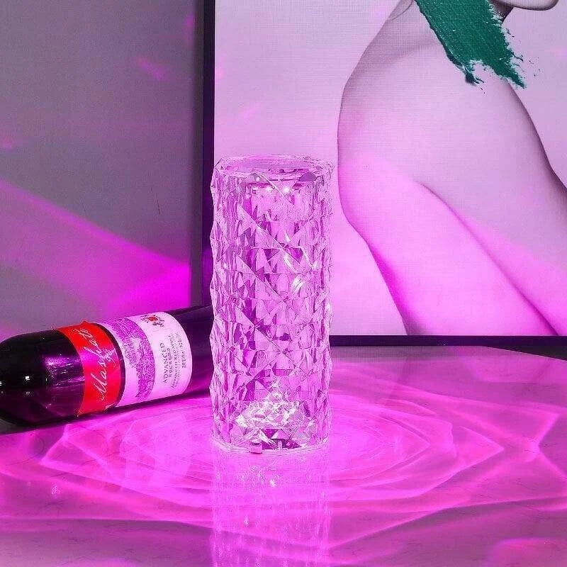 🔥Lámpara de mesa de diamantes de cristal con rayos de rosas de 16 colores