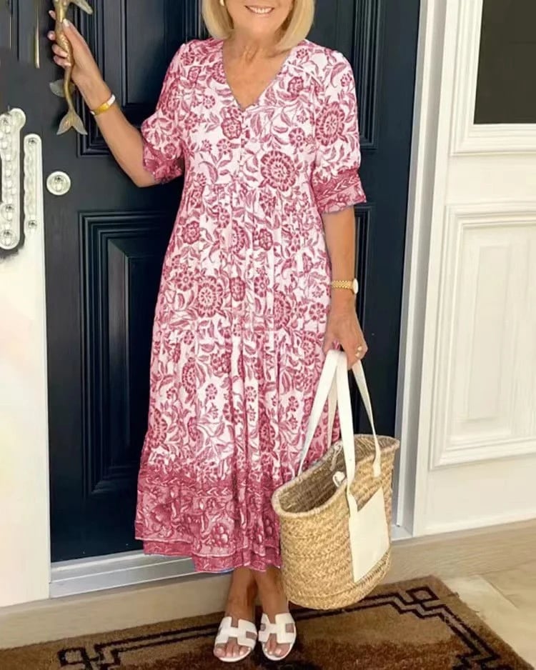 💥El Último Vestido 2024 Con Escote En Pico En Estilo Boho👗