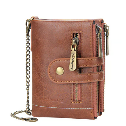 Cartera Cuero Con Cadena Billeteras Vintage Antirrobo