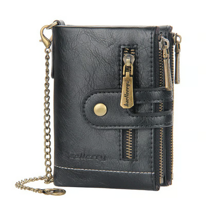 Cartera Cuero Con Cadena Billeteras Vintage Antirrobo
